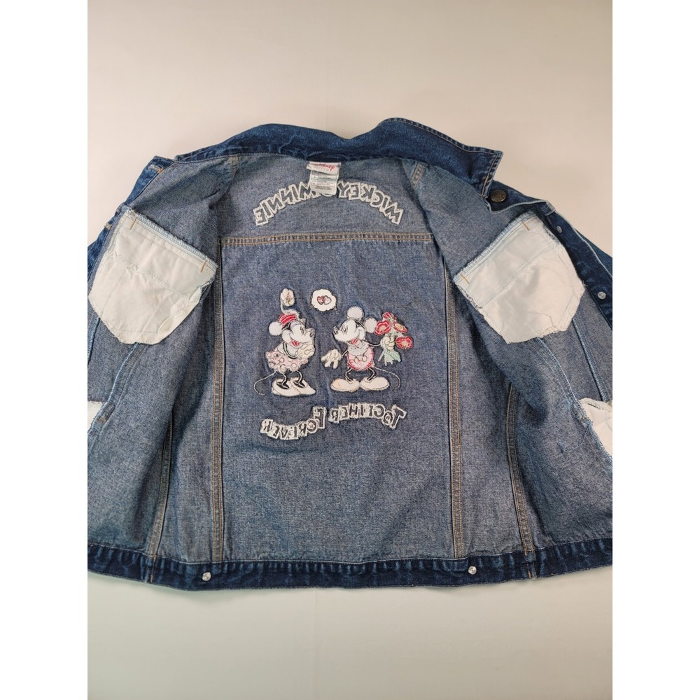 Vintage Disney Store Mickey Minnie Denim Jacket Small Embroidered - Picture 4 of 10